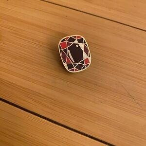 Gemstone Enamel Pin — Red, Black & Gold